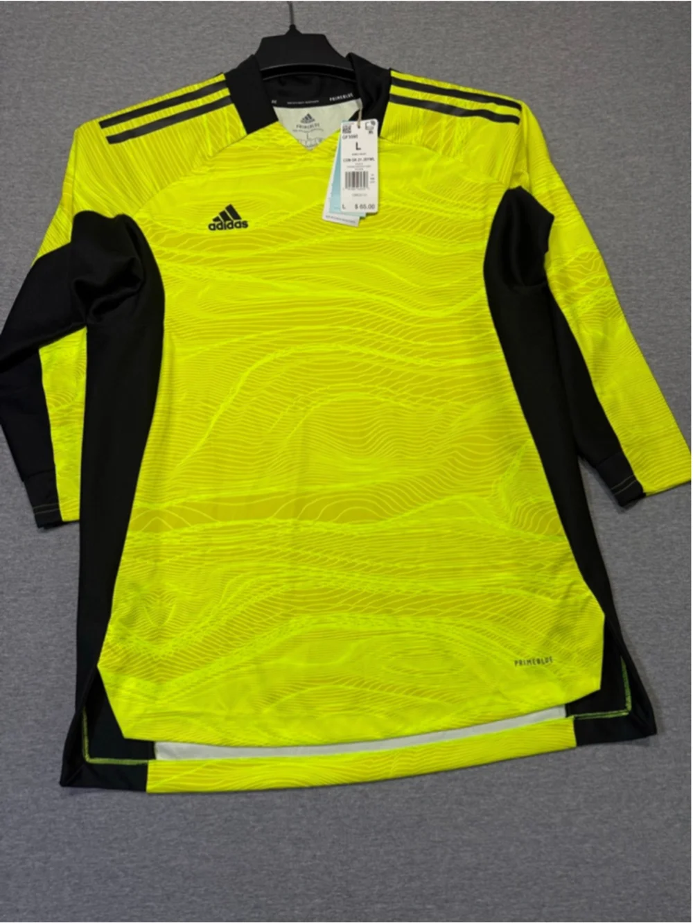 Men's Adidas Neon Green & Black 3/4 Sleeve Jersey or shirt recycled L